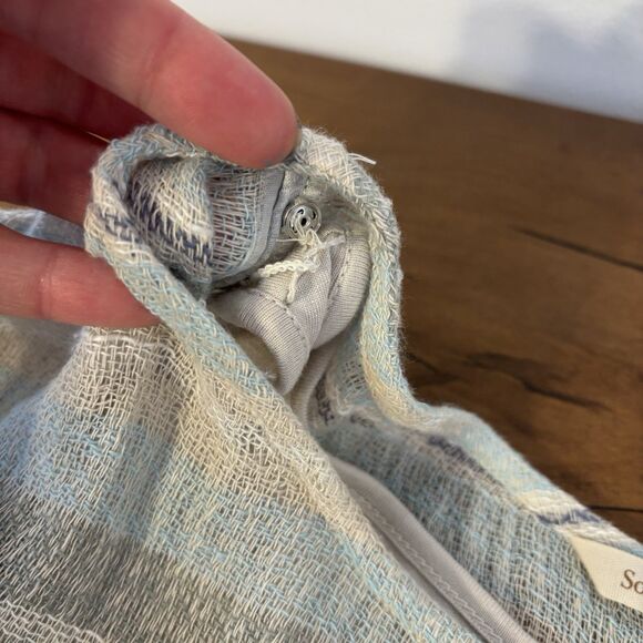 Soft Surroundings Seaside Blue Sand Woven Cotton Pullover Blouse Top Womens Med - Picture 9 of 11